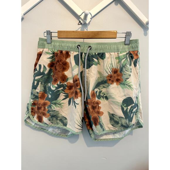 Floral Pattern Vintage Style Mens Bathing Suit - Picture 1 of 2